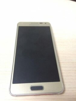 Samsung Alpha gouden scherm met zwarte knop en achterkant
