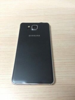 Samsung Alpha gouden scherm met zwarte knop en achterkant