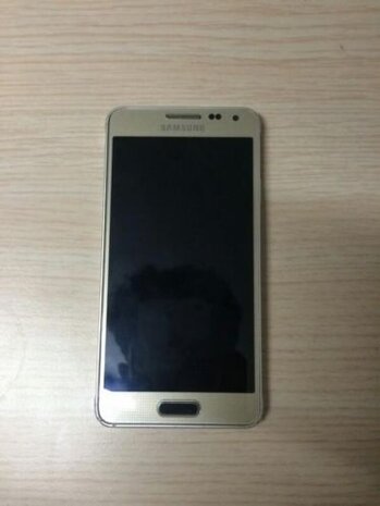 Samsung Alpha gouden scherm met zwarte knop en achterkant