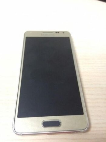 Samsung Alpha gouden scherm met zwarte knop en achterkant